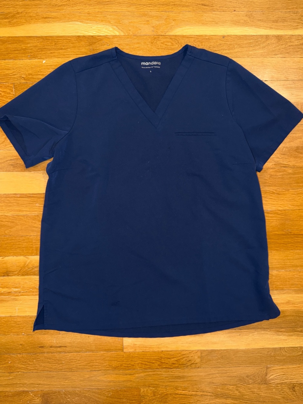 Mandala Maternity Navy V-Neck Scrub Top
